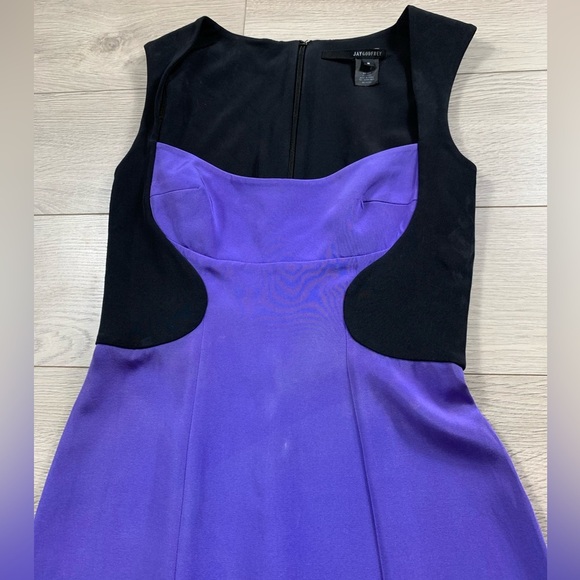 Jay Godfrey Black Purple Silk Sheath Cocktail Dress - Picture 5 of 13